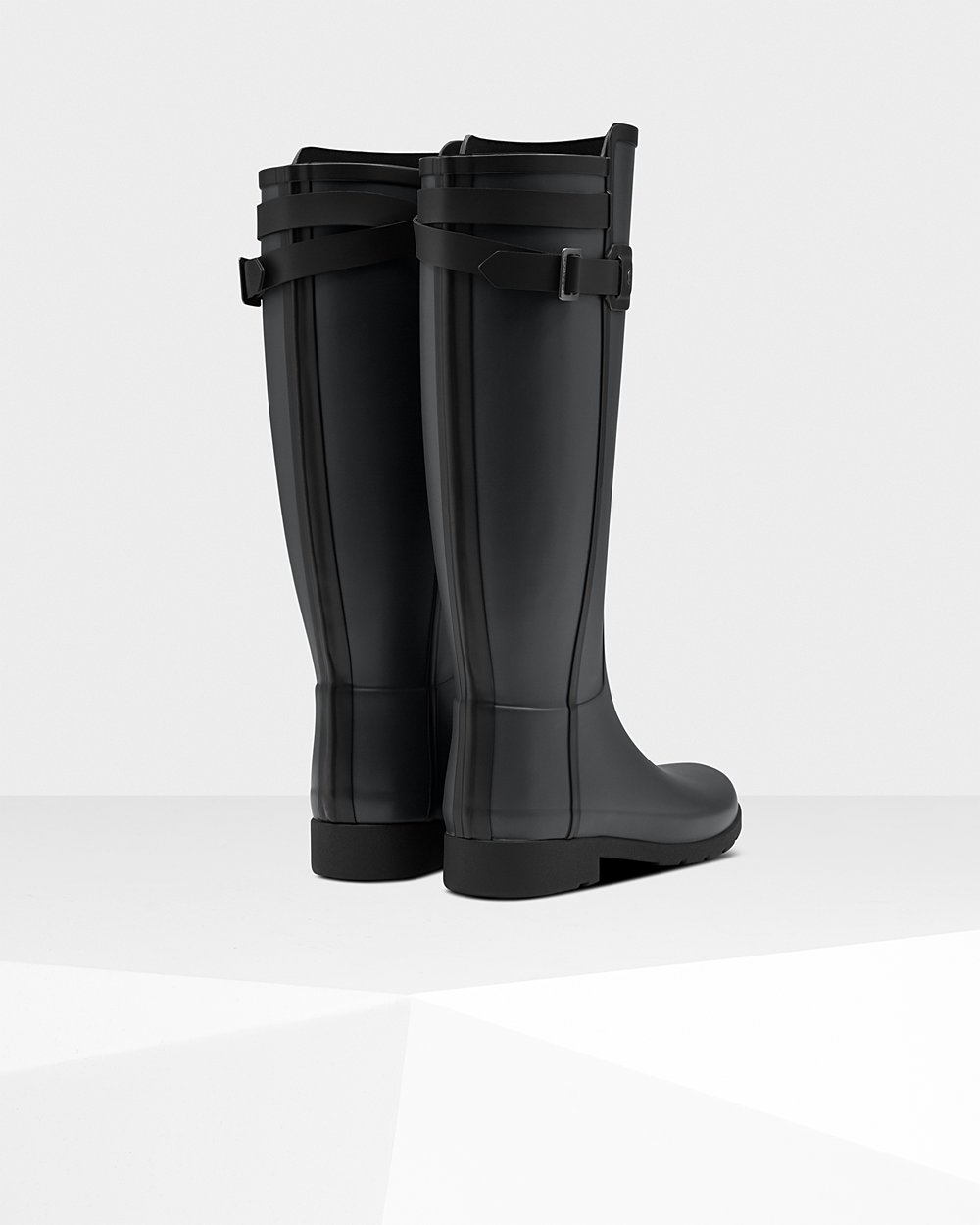 Womens Hunter Tall Rain Boots Black - Refined Slim Fit Contrast - 5892637-ZN